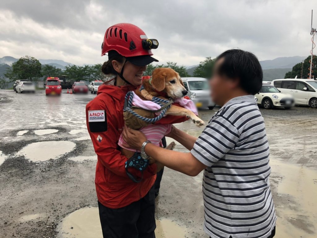 ヘリコプターで命を救う_ARROWSパイロットのリアルストーリー【#2】 14 ペットを飼い主さんに引き渡す写真